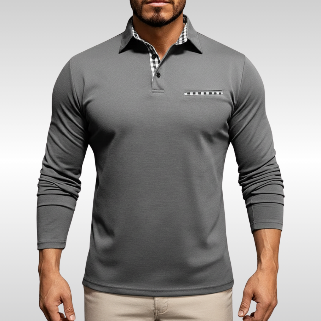 LEO CHECK LONG-SLEEVE POLO | CLEAN STYLE WITH SMART COMFORT